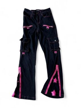 Hot Topic Y2K Goth Star Zip Flare Pants Size 3